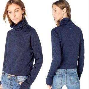 NWOT prAna Gleeson Top Size XL Navy Blue Ribbed Turtleneck Pullover